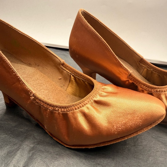 GUC Very Fine S9107 Tan Satin Smooth Dance Shoes - Picture 6 of 14